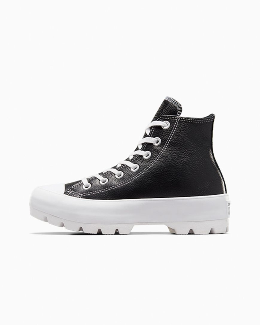 Tenis Converse Chuck Taylor All Star Lugged Couro Cano Alto Feminino Pretas Branco | PT R093047